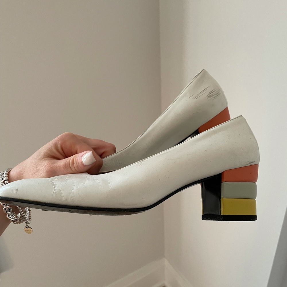 Vintage Ferragamo Rainbow Kitten Heels